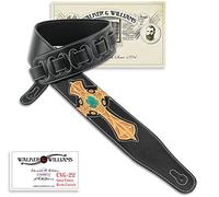 Walker & Williams cvg-22 tracolla imbottita per chitarra con Hand Tooled Christian Cross