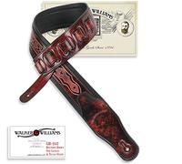 Walker & Williams gb-162 amarena imbottita tracolla per chitarra con foglie di quercia & Texas Star