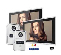 Walkie-talkie, 2MP 1080P Videocitofono da 10 pollici Touch Screen Big Tuya Wireless POE Campanello cablato for controllo accessi RFID Villa Flat(2v2)