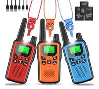 Walkie Talkie 3 Pack per Bambini Ricaricabili, Rabigala 16 Canali Radio con 5 km di Portata per Adulti, Walkie Talkie per Bambini con Batteria agli Ioni di Litio, VOX, Torcia LED & LCD
