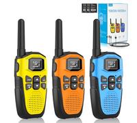 Walkie-Talkie Bambini Ricaricabili,NXGKET Radioline Woki Toki 3 Pezzi,16 Canali Caricabatterie USB di tipo C,Con Torcia per Giochi all'aperto Campeggio Escursionismo,Regali per 3-12 Ragazze o Ragazzi
