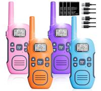 Walkie-Talkie Bambini Ricaricabili, NXGKET Walkie Talkies, 5 km Lungo Raggio Radio a 16 Canali con Batteria Agli ioni di Litio, VOX per Campeggio e Escursionismo, Regali di Compleanno per Ragazzi Raga