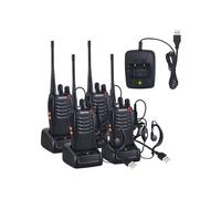 Walkie-Talkie bidirezionale UHF 400-470 MHz con auricolare originale, trasmettitore FM portatile a 16 canali - Nero