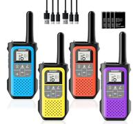 Walkie Talkie per Bambini e Adulti, NXGKET Walkie Talkie 4 Pack a Lungo Raggio con Batteria Ricaricabile da 1200 mAh, 16 Canali, VOX Funzione per Campeggio All'Aperto ed Escursionismo