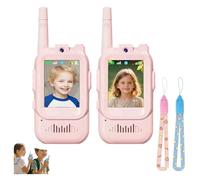 Walkie Talkie video for bambini con telecamera e schermo, supporta video e cambia voce, walkie talkie a lungo raggio for bambini, ragazze, Natale, compleanno(2pcspink)