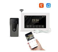 Walkie-talkie, Wireless Smart Video Citofono 1080P Full Touch Screen con porta cablata Smart Phone che parla di sblocco con una sola chiave(H-R6-P356B-M503WA-B)