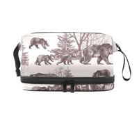 Walking Bear - Trousse per cosmetici a doppio strato, per donne e ragazze, trousse da viaggio per trucchi, pratica borsa organizer con scomparto per pennelli, Multi, 27x15x14 cm/10.6x5.9x5.5 in,
