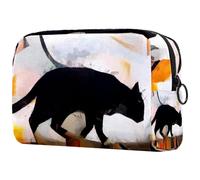 Walking Blact - Trousse per cosmetici da donna, con disegno astratto, per articoli da toeletta da viaggio, grande, pratica borsa organizer con cerniera, Multi, 18.5x7.5x13cm/7.3x3x5.1in, Beauty case