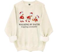 Walking By Faith Tripping Constantly Felpa Natale Camicie Camicie per Donna Uomo Camicia Cristiana, Beige, XL