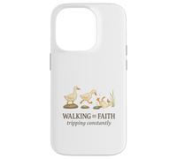 Walking By Faith Tripping Constantly Funny Christian Duck Custodia per iPhone 14 Pro