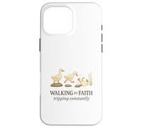 Walking By Faith Tripping Constantly Funny Christian Duck Custodia per iPhone 16 Pro Max