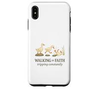 Walking By Faith Tripping Constantly Funny Christian Duck Custodia per iPhone XS Max