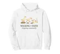Walking By Faith Tripping Constantly Funny Christian Duck Felpa con Cappuccio