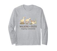 Walking By Faith Tripping Constantly Funny Christian Duck Maglia a Manica