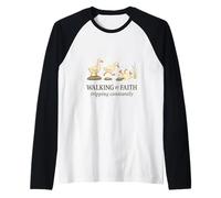 Walking By Faith Tripping Constantly Funny Christian Duck Maglia con Maniche Raglan