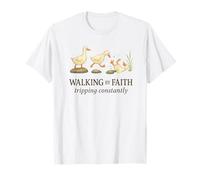 Walking By Faith Tripping Constantly Funny Christian Duck Maglietta