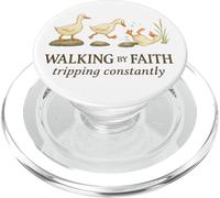 Walking By Faith Tripping Constantly Funny Christian Duck PopSockets PopGrip per MagSafe