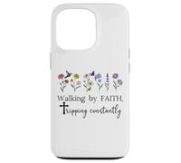 Walking By Faith Tripping Constantly Jesus Cross Christian Custodia per iPhone 13 Pro