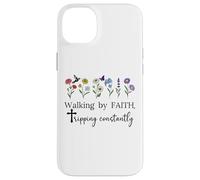 Walking By Faith Tripping Constantly Jesus Cross Christian Custodia per iPhone 14 Plus