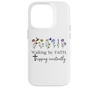 Walking By Faith Tripping Constantly Jesus Cross Christian Custodia per iPhone 14 Pro