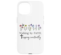 Walking By Faith Tripping Constantly Jesus Cross Christian Custodia per iPhone 15