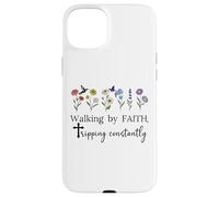 Walking By Faith Tripping Constantly Jesus Cross Christian Custodia per iPhone 15 Plus