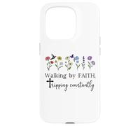 Walking By Faith Tripping Constantly Jesus Cross Christian Custodia per iPhone 15 Pro