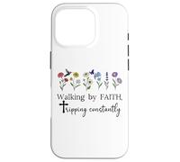 Walking By Faith Tripping Constantly Jesus Cross Christian Custodia per iPhone 16 Pro