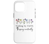 Walking By Faith Tripping Constantly Jesus Cross Christian Custodia per iPhone 16 Pro Max