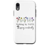 Walking By Faith Tripping Constantly Jesus Cross Christian Custodia per iPhone XR
