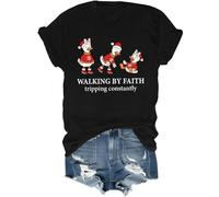 Walking by Faith Tripping Constantly Tshirt Natale Walking by Faith Camicie per donna uomo camicia cristiana, Nero , 3XL