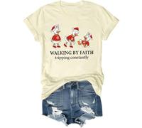 Walking by Faith Tripping Constantly Tshirt Natale Walking by Faith Camicie per donna uomo camicia cristiana, crema, XXL