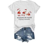 Walking by Faith Tripping Constantly Tshirt Natale Walking by Faith Camicie per donna uomo camicia cristiana, bianco, XL