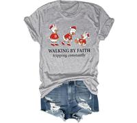 Walking by Faith Tripping Constantly Tshirt Natale Walking by Faith Camicie per donna uomo camicia cristiana, Grigio, XL