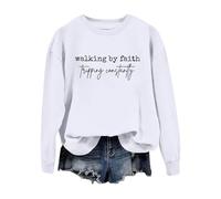 Walking By Felpa Lettera Stampato Girocollo Casual Felpa Alla Moda Maglione Oversize, bianco, 3XL