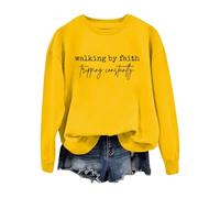 Walking By Felpa Lettera Stampato Girocollo Casual Felpa Alla Moda Maglione Oversize, Giallo, L