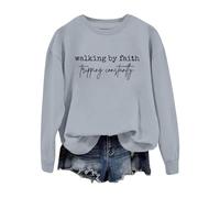 Walking By Felpa Lettera Stampato Girocollo Casual Felpa Alla Moda Maglione Oversize, Grigio, XXL