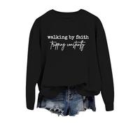 Walking By Felpa Lettera Stampato Girocollo Casual Felpa Alla Moda Maglione Oversize, Nero , 3XL