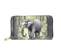 Walking Elephant - Portafoglio lungo da donna con cerniera, 19 x 10 cm, viene fornito con scomparti per carte di credito all'interno, leggero e resistente., nero, Taglia unica, moderno