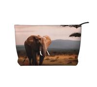 Walking Elephant - Trousse da viaggio in velluto a coste, organizer da viaggio, borsa per cosmetici, ampia tasca aperta, Nero , Taglia unica