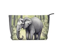 Walking Elephant - Trousse in velluto a coste con cerniera, astuccio per cosmetici, per viaggi, articoli da toeletta e uso quotidiano