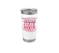 Walking for a Cure da donna con nastro rosa per al seno Bicchiere termico in acciaio inox doppia parete