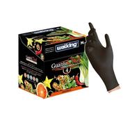 WALKING GUANTI CHEF NERI IN NITRILE - scatola cubica elegante PACCO DA 100 PEZZI - | VARIE TAGLIE IN OFFERTA | 4 GRAMMI - USO PROFESSIONALE RISTORAZIONE FOOD CHEF ALIMENTARE ALIMENTI (S)