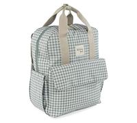 Walking Mum. Borsa zaino I Love Vichy, borsa per pannolini per passeggino, design versatile con manici corti e spallacci colore verde misure 37 x 28 x 12 cm.