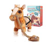Walking Pony Toy Musical Singing Dancing Plush Interactive Pony Walk Along Toy Horse with Leash Pony Robot Plush Stuffed Animal Shaking Head Buttocks
