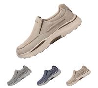 Walking Shoes for Men Slip On Canvas Scarpe casual comode scarpe basse casual Vintage Flat Orthopedic Sneaker, scarpe sportive da uomo, tinta unita, comode da trekking, cachi, 48 EU