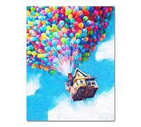Wall Art Canvas Painting Balloon House UP Movie Print Pixar Poster Adventure Travel Poster Nursery Kids Room Decor 50x70cm (20x28in) con cornice