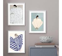 Wall Art Canvas Painting Nordic Poster Prints Abstract Line Geometry Curve Girl Modern Wall Pictures Living Room Decor 40x60cm (16x24in) x3 Senza cornice