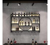 Wall Bar Moderno Espositore per vino a parete in metallo, Espositore appeso Wine Organizer Unità bar Scaffali galleggianti Armadio da cocktail in metallo dorato a parete (Dimensioni: 140 cm,