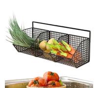 Wall Basket, 3-Compartment Organizer, Wall Mounted Space-Saving Rack with Durabled Mesh Baskets, Multipurpose Storage for Onion Garlic Ginger Potato Kitchen Pantry, 36x14x15cm Black White